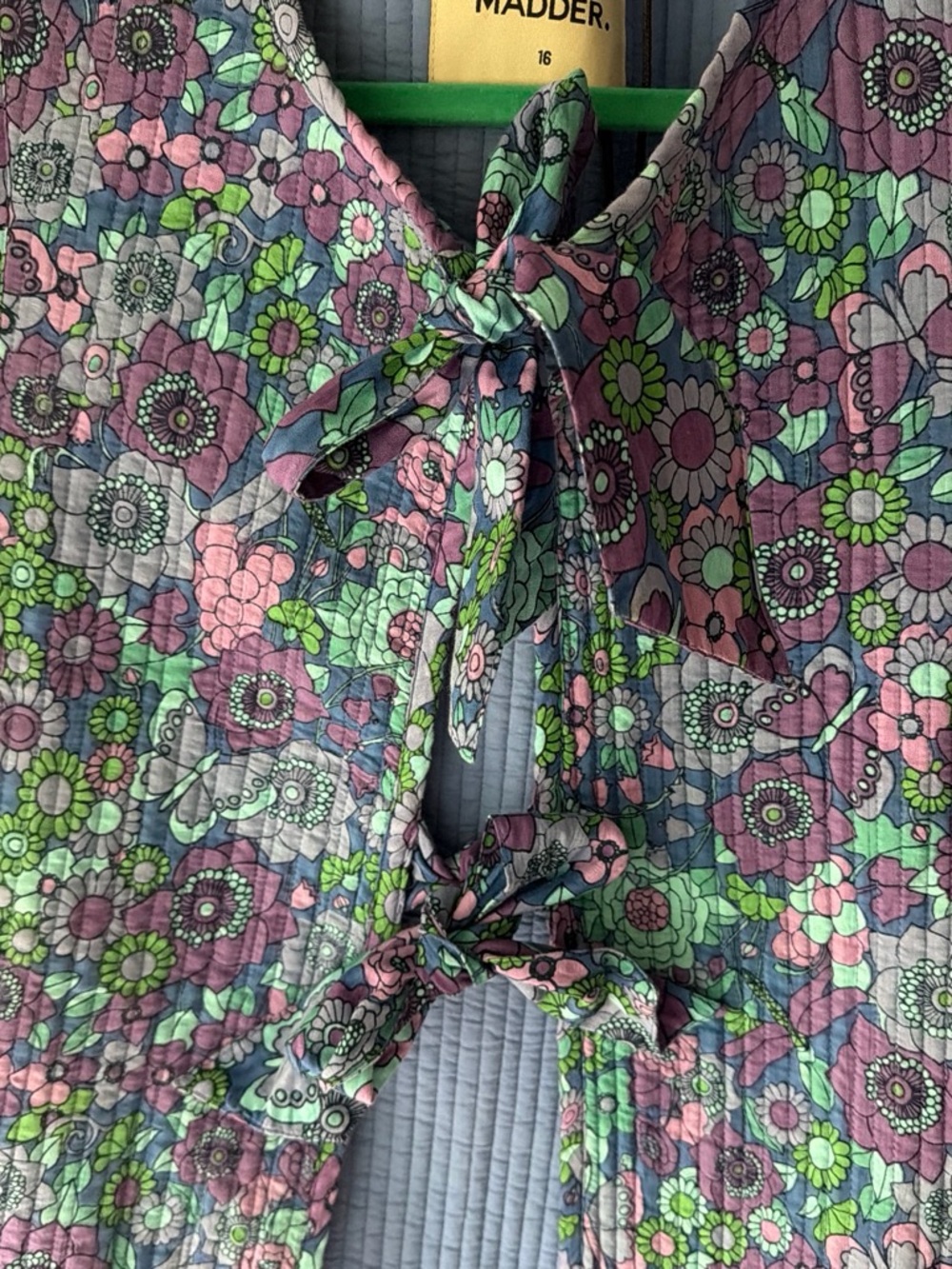 Floral Tie-Front Kids Dress in Pink & Green
